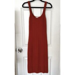Aritzia Wilfred Soft Orange Sleeveless Midi Dress Size Small Stretchy Sweater